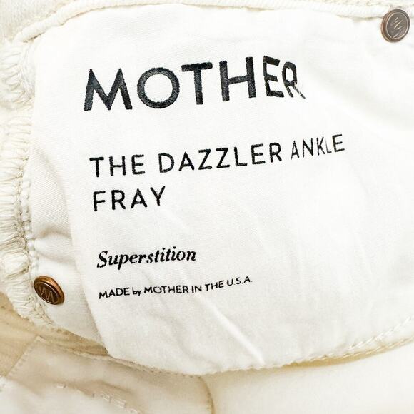 Mother Superior The Dazzler Ankle Fray Superstition Cream Denim Jeans Size 25 - Picture 11 of 13